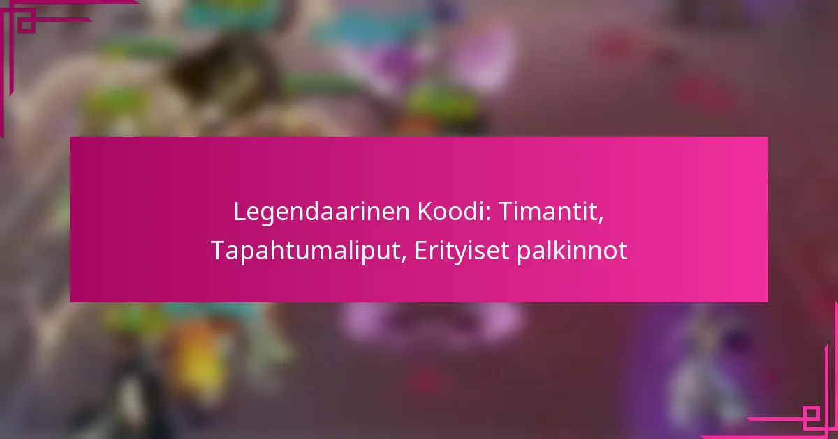 Legendaarinen Koodi: Timantit, Tapahtumaliput, Erityiset palkinnot