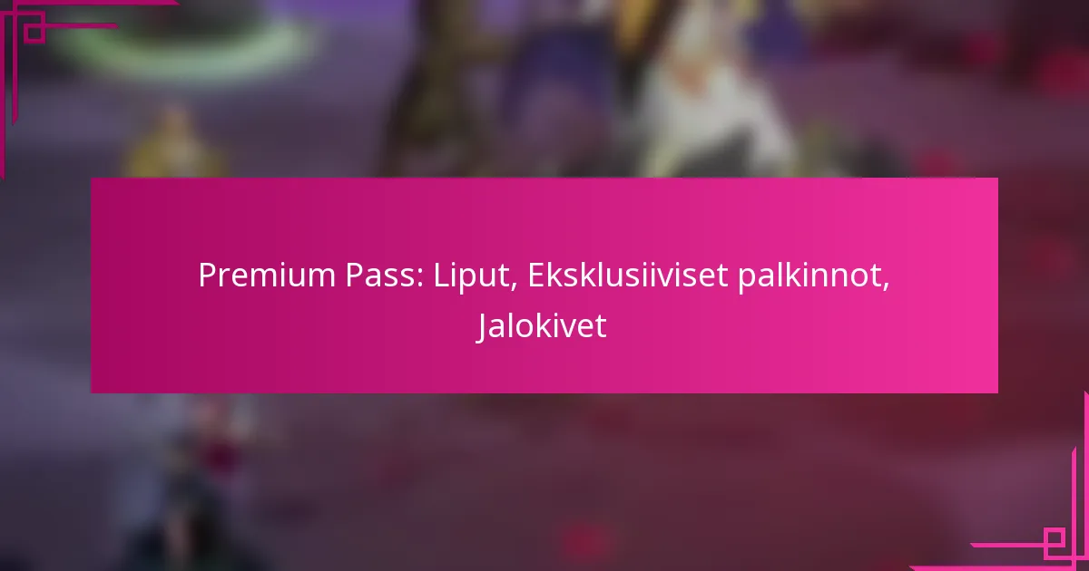 Premium Pass: Liput, Eksklusiiviset palkinnot, Jalokivet
