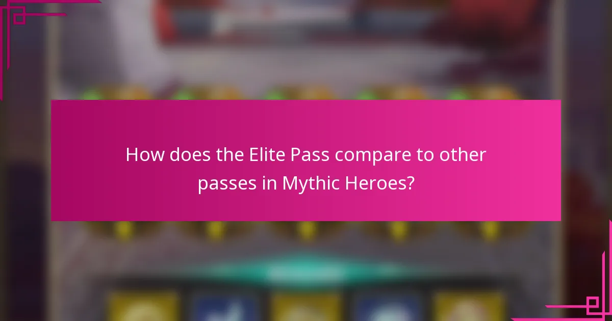 How does the Elite Pass compare to other passes in Mythic Heroes?